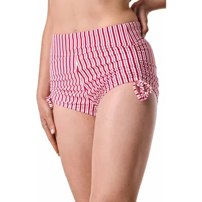 Coolibar Bayshore Ruche Swim Shorts, Upf 50+ Sun Protection In Red