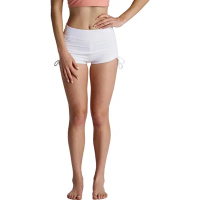 Coolibar Bayshore Ruche Swim Shorts, Upf 50+ Sun Protection In White