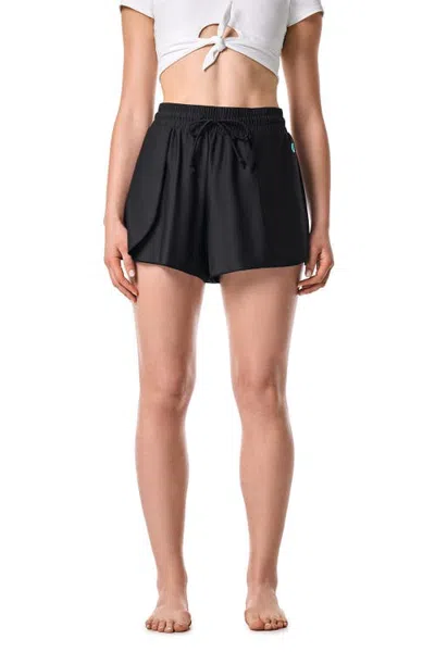 Coolibar Duval Relaxed Cover-up Swim Shorts, Upf 50+ Sun Protection In Black