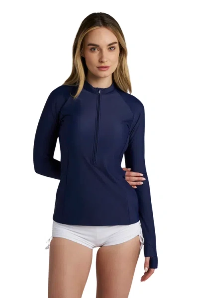 Coolibar Escalante Zip Rash Guard, Upf 50+ Sun Protection In Blue