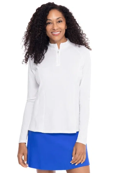 Coolibar Freestyle Quarter Zip Rash Guard With Long Sleeves, Upf 50+ Sun Protection In White