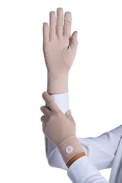 Coolibar Fuji Convertible Fingertip Uv Sun Gloves, Upf 50+ Sun Protection In Sand