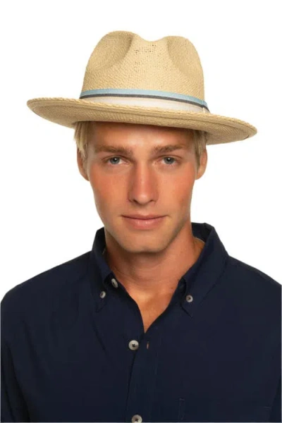 Coolibar Hand Woven Fedora, Upf 50+ Sun Protection, Surf Club In Neutral