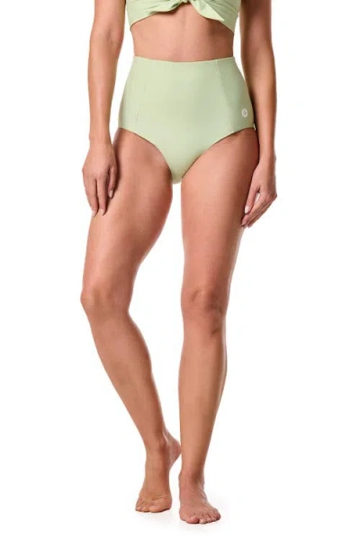 Coolibar High Rise Swim Bottoms, Upf 50+ Sun Protection, Ocean Sculpt In Green