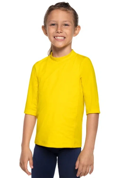 Coolibar Kid's Barracuda Sandshark Short Sleeve Surf Shirt, Upf 50+ Sun Protection In Bold Yellow