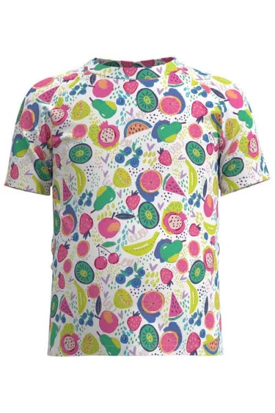 Coolibar Kid's Barracuda Sandshark Short Sleeve Surf Shirt, Upf 50+ Sun Protection In White Fruit Party