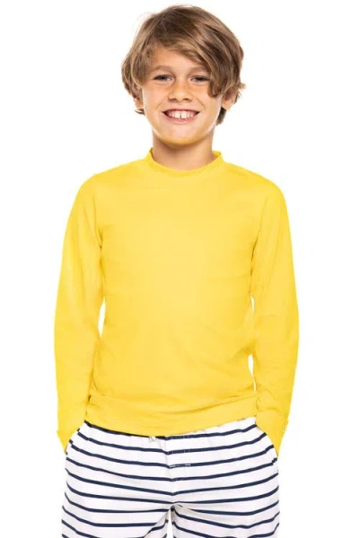 Coolibar Kid's Coco Plum Sandshark Long Sleeve Surf Shirt, Upf 50+ Sun Protection In Bold Yellow