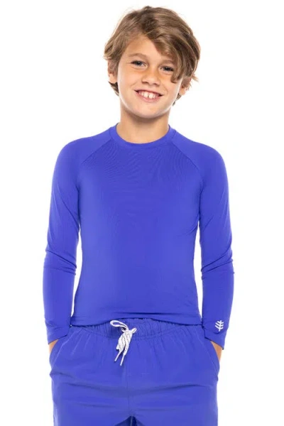 Coolibar Kid's Coco Plum Sandshark Long Sleeve Surf Shirt, Upf 50+ Sun Protection In Navy