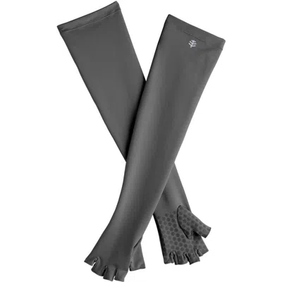 Coolibar Long Fingerless Uv Sun Gloves In Black