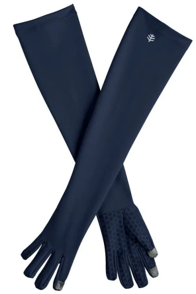 Coolibar Long Full Finger Uv Sun Gloves In Blue