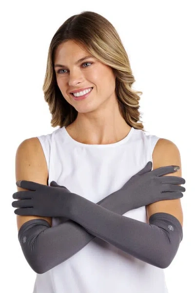 Coolibar Long Full Finger Uv Sun Gloves In Gray