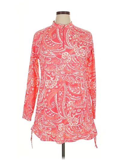 Pre-owned Coolibar Long Sleeve Blouse In Red