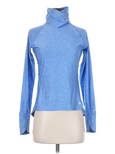 Pre-owned Coolibar Long Sleeve Top Blue Turtleneck Tops