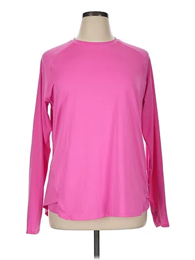 Pre-owned Coolibar Long Sleeve Top Pink Crew Neck Tops