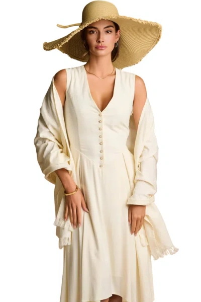 Coolibar Melbourne Shawl With Fringed Hem, Upf 50+ Sun Protection In Vanilla