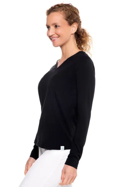 Coolibar Morada V-neck Long Sleeve T-shirt, Upf 50+ Sun Protection In Blue