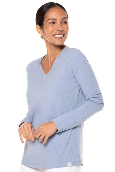 Coolibar Morada V-neck Long Sleeve T-shirt, Upf 50+ Sun Protection In Blue