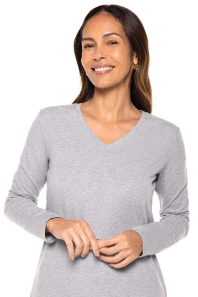 Coolibar Morada V-neck Long Sleeve T-shirt, Upf 50+ Sun Protection In Gray
