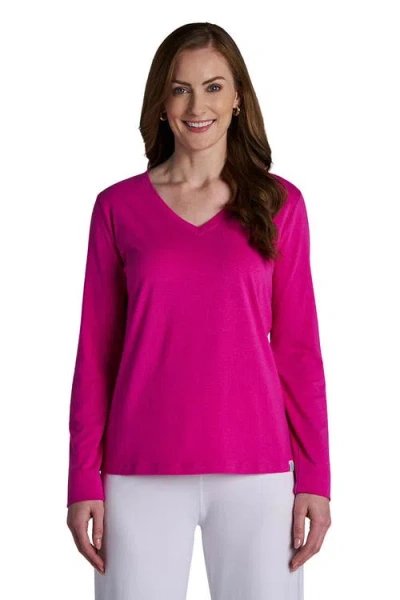 Coolibar Morada V-neck Long Sleeve T-shirt, Upf 50+ Sun Protection In Pink