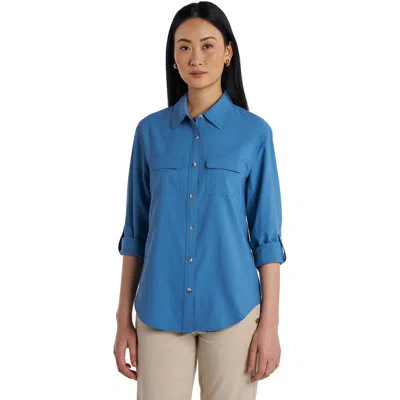 Coolibar Mylitta Travel Long Sleeve Shirt, Upf 50+ Sun Protection In Blue