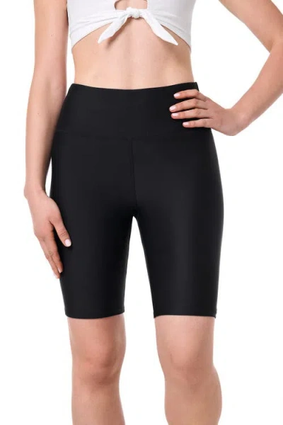 Coolibar Ocean Sculpt High Rise Swim Shorts, Upf 50+ Sun Protection In Black