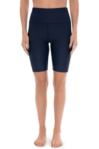 Coolibar Ocean Sculpt High Rise Swim Shorts, Upf 50+ Sun Protection In Blue