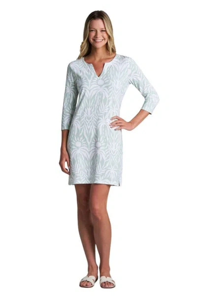 Coolibar Oceanside Tunic Dress With 3/4 Sleeve, Upf 50+ Sun Protection In Green