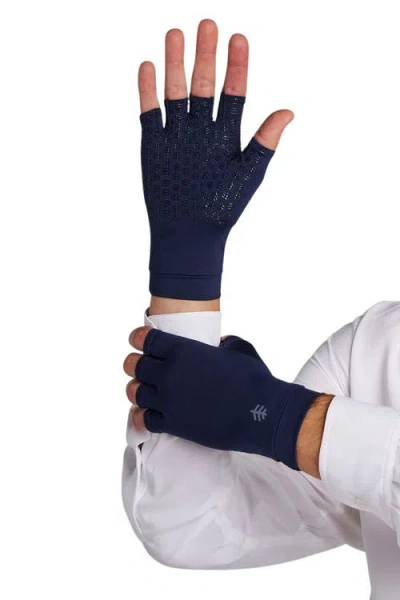 Coolibar Ouray Fingerless Uv Sun Gloves, Upf 50+ Sun Protection In Blue
