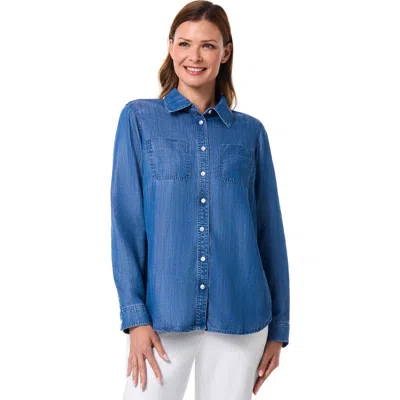 Coolibar Peninsula Chambray Long Sleeve Shirt, Upf 50+ Sun Protection In Blue