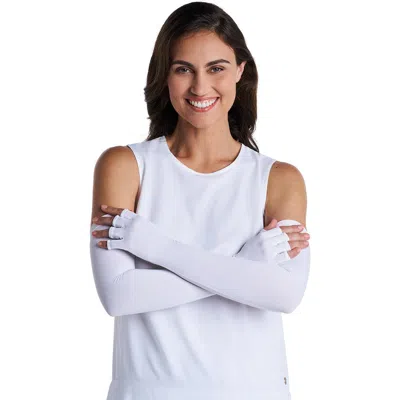 Coolibar Perpetua Long Fingerless Uv Sun Gloves, Upf 50+ Sun Protection In White