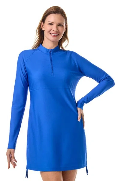 Coolibar Ruche Long Sleeve Swim Shirt In Blue
