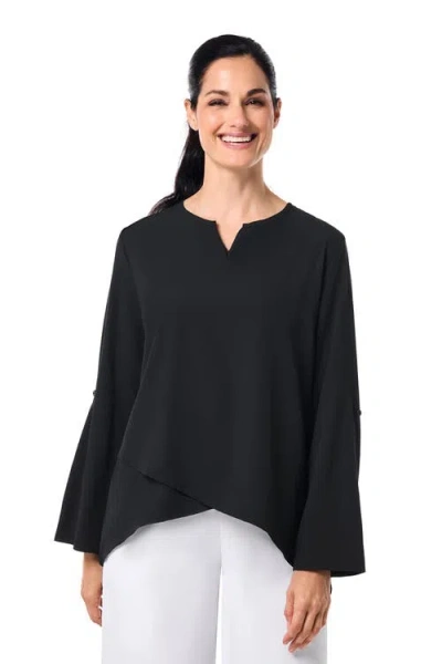 Coolibar Santa Barbara Tunic Top With Roll-up Sleeves, Upf 50+ Sun Protection In Black