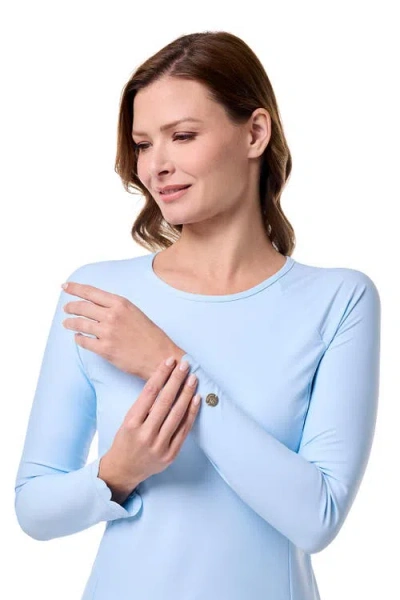 Coolibar Scallop Long Sleeve Rash Guard In Blue