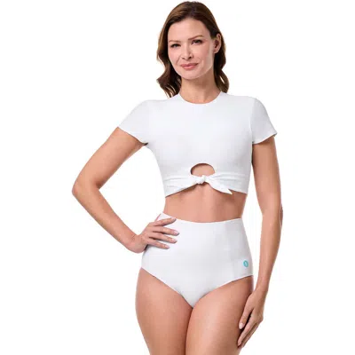 Coolibar Swim Crop Top In Burgundy