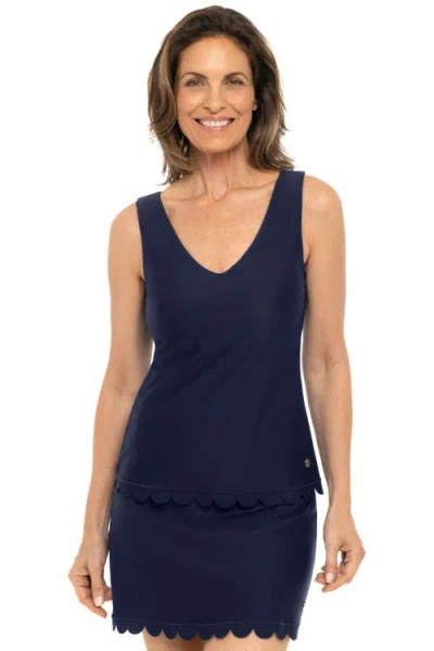 Coolibar Tankini With Scallop Detail In Blue