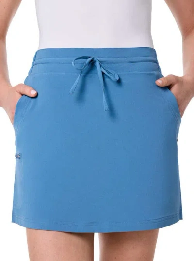 Coolibar Travel Skort With Built-in Shorts & Drawstring In Blue