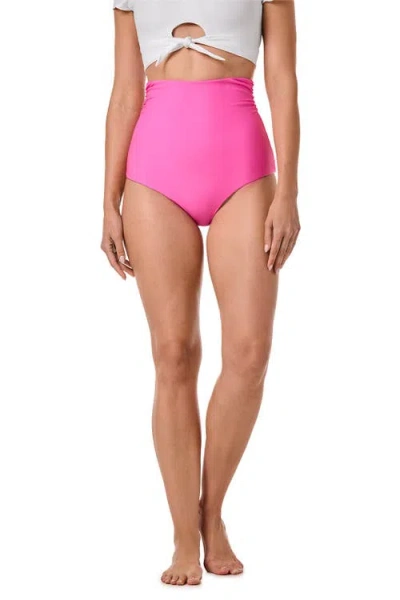 Coolibar Ultra High Rise Swim Bottoms, Upf 50+ Sun Protection, Golden Isles In Pink
