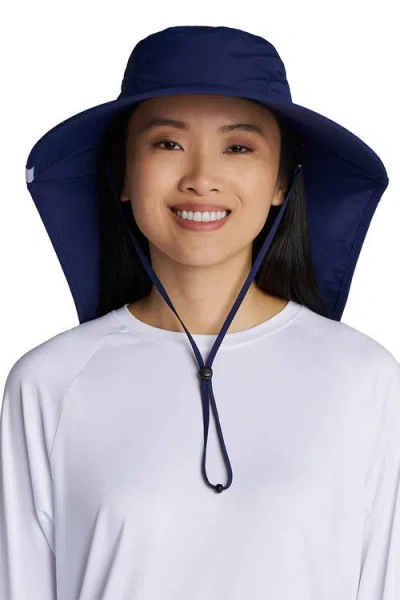 Coolibar Unisex Safeshade Hat Wide Brim Sun Hat, Upf 50+ Sun Protection In Blue