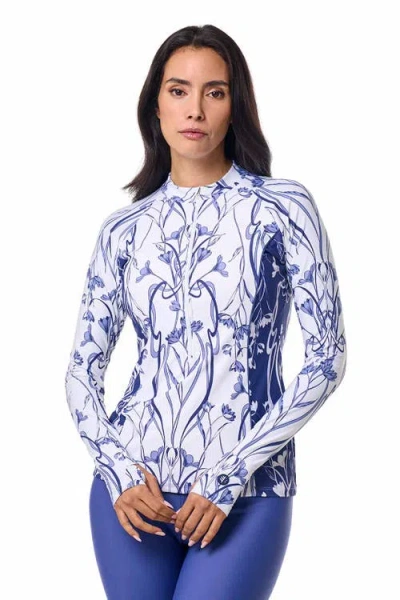 Coolibar Zip Rash Guard In Blue
