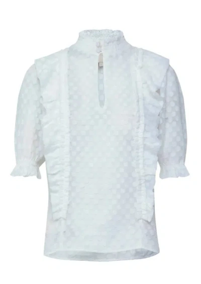 Coolrated Cr21 Top Ruffles White In Blue