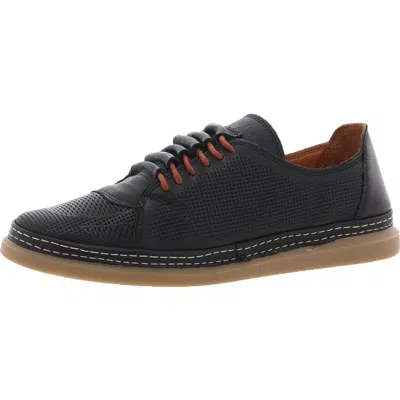 Cools 21 Oscar Womens Laser Cut Leather Slip-on Sneakers In Black