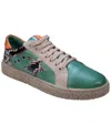 Cools 21 Women's Charlee Snakeskin Two-tone Star Motif Lace Up Sneakers In Green