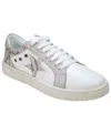 Cools 21 Women's Charlee Snakeskin Two-tone Star Motif Lace Up Sneakers In White