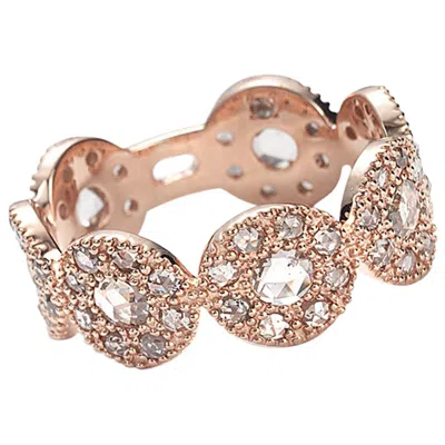 Pre-owned Coomi 18 Karat Pink Gold Opera Ring With Shiny Finish And 1.18 Carat Rose-cut Diamonds