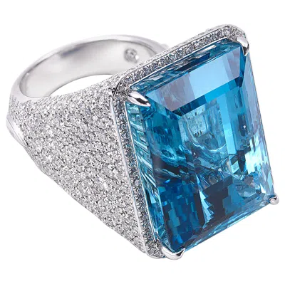 Pre-owned Coomi 18 Karat Trinity White Gold Aquamarine Ring