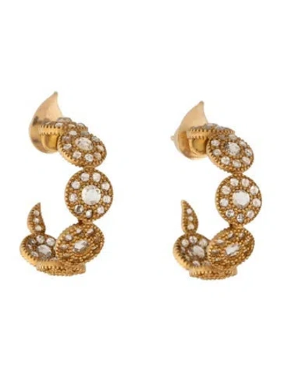 Pre-owned Coomi 18k Diamond Hoop Earrings In Clear