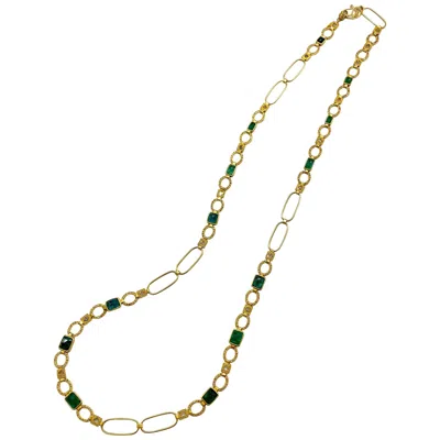 Pre-owned Coomi 19.06 Carat Emerald Art Deco Style Mosaic  Necklace In Green