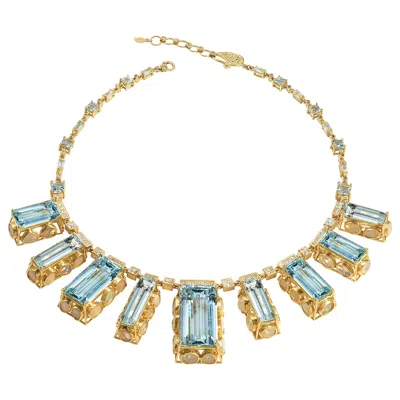 Pre-owned Coomi 20 Karat Aquamarine And Opal Statement Necklace In Multi