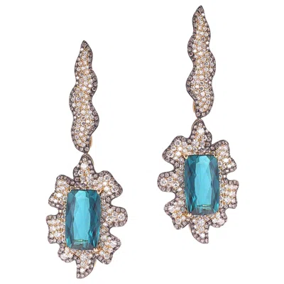 Pre-owned Coomi 20 Karat Blue Tourmaline And Diamond Earrings