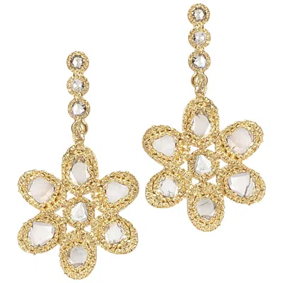 Pre-owned Coomi 20 Karat Diamond Flower Earrings In Multi